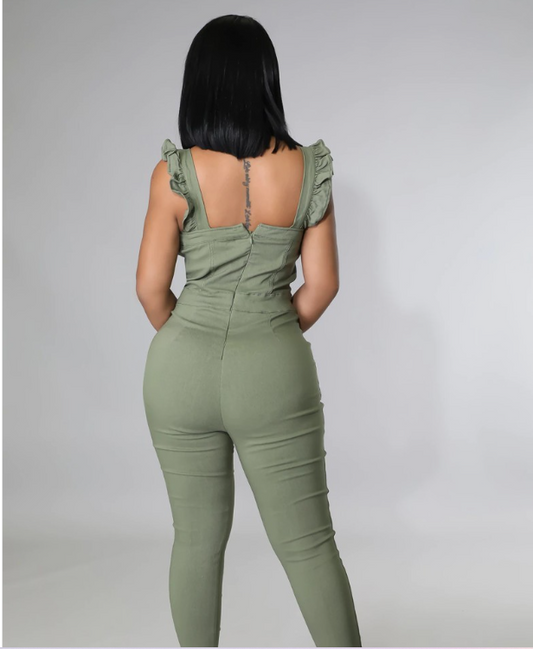 Women's olive green jumpsuit